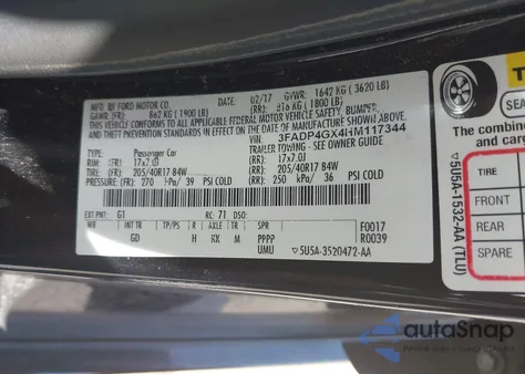 2017 Ford Fiesta St z USA, uszkodzony, nr VIN 3FADP4GX4HM117344